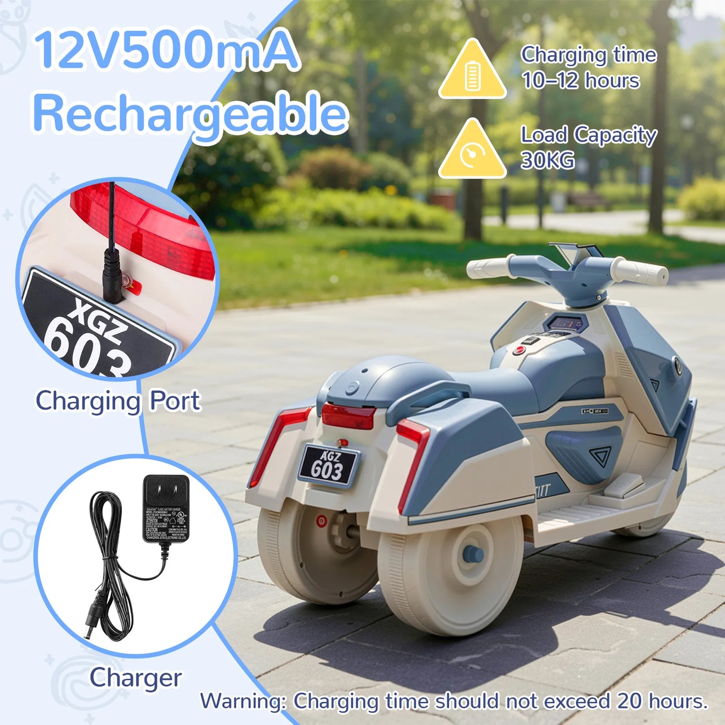 Kids Electric Motorcycle Ride On Car 6V Battery Lights Music