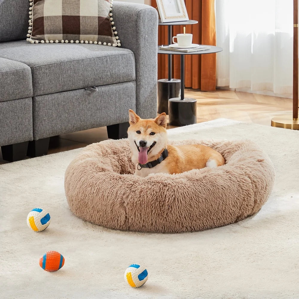 NONECN Cozy Machine Washable Donut Dog Cat Bed Calming Waterproof