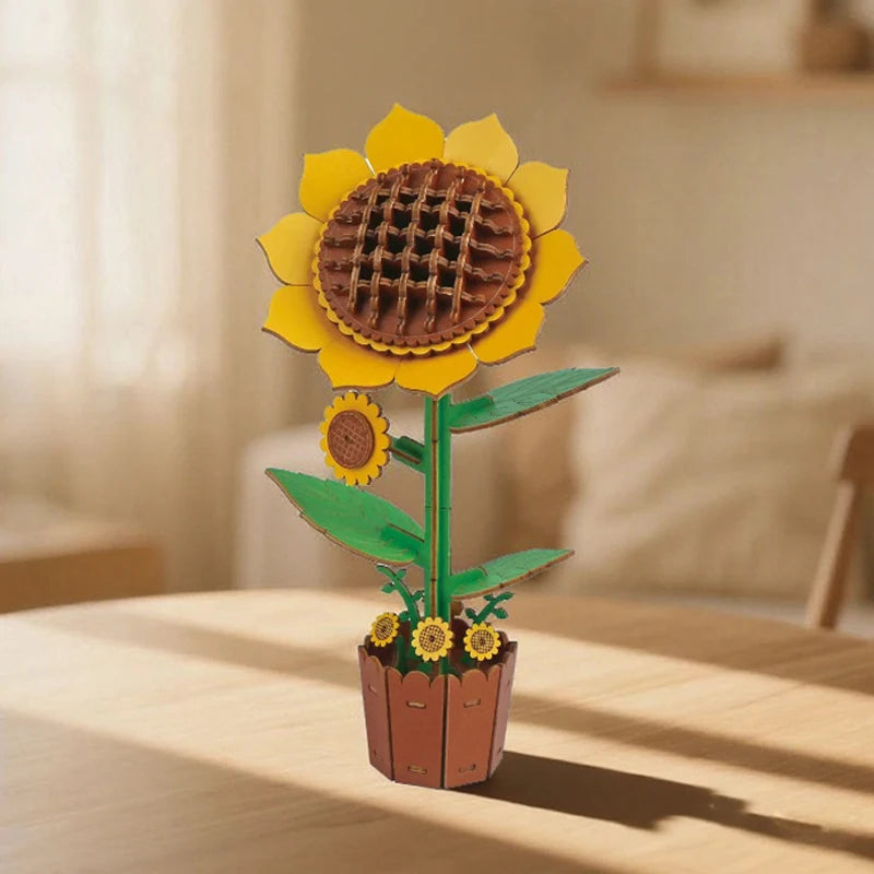 3D Wooden Puzzle Flower Bouquet Kit For Gift And Decor