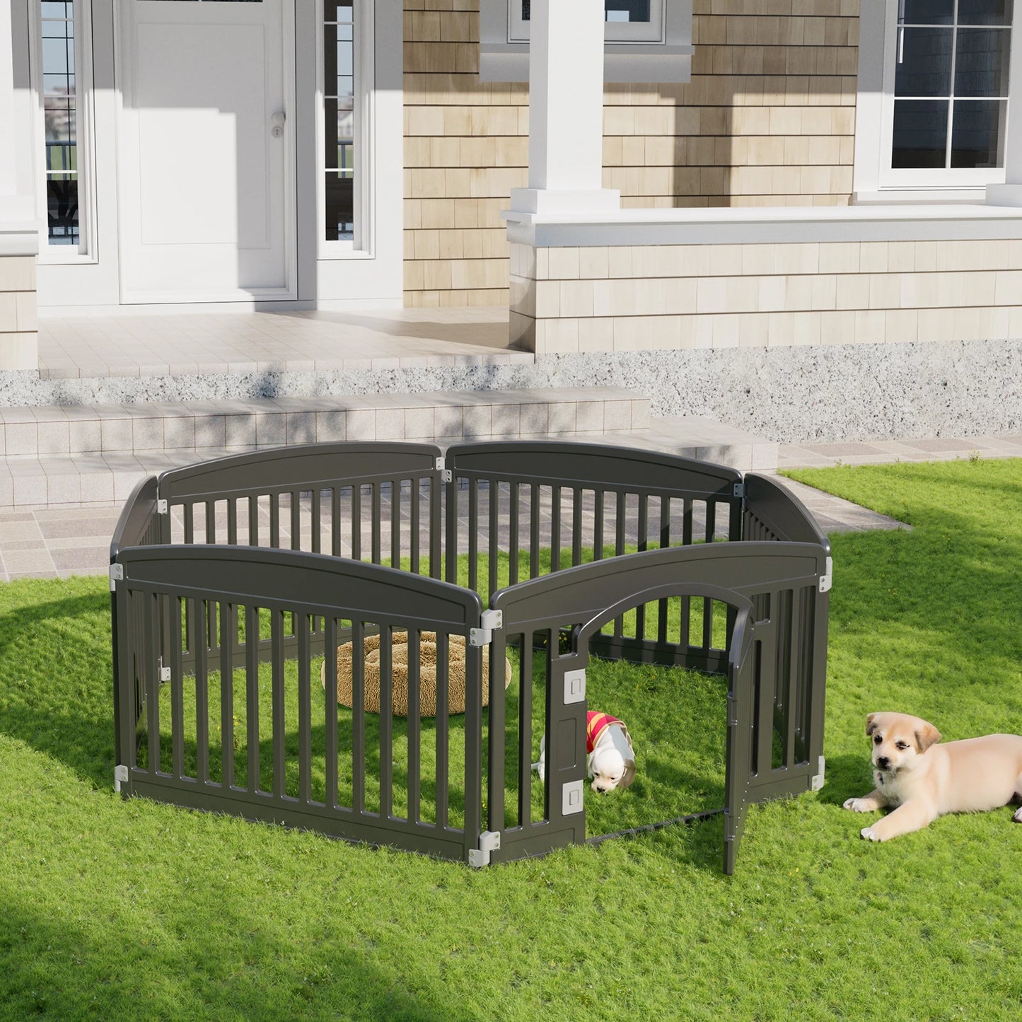 Dog Playpen 6 Panel 24IN Expandable Durable Pet Fence for Medium Dogs Indoor Outdoor Folding Portable Puppy Playpen