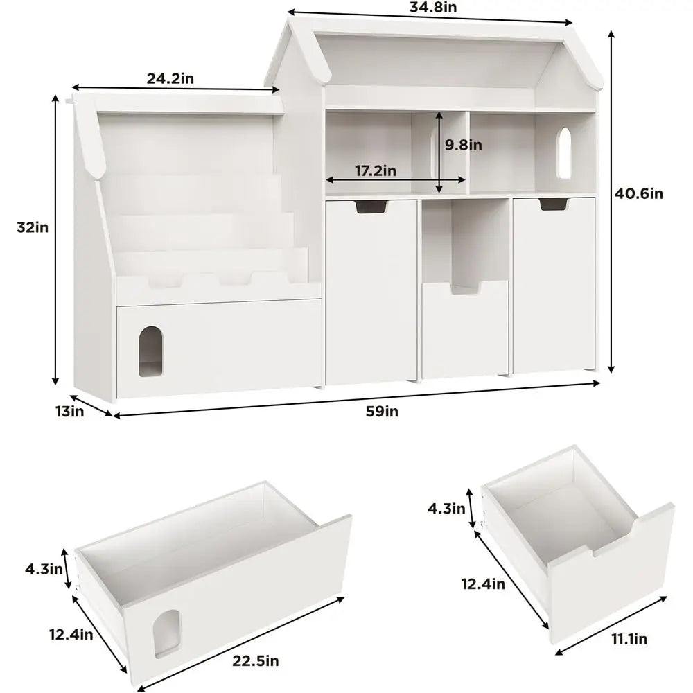 DAFIFY Kids Bookshelf With Removable Drawers Toy Storage Organizer