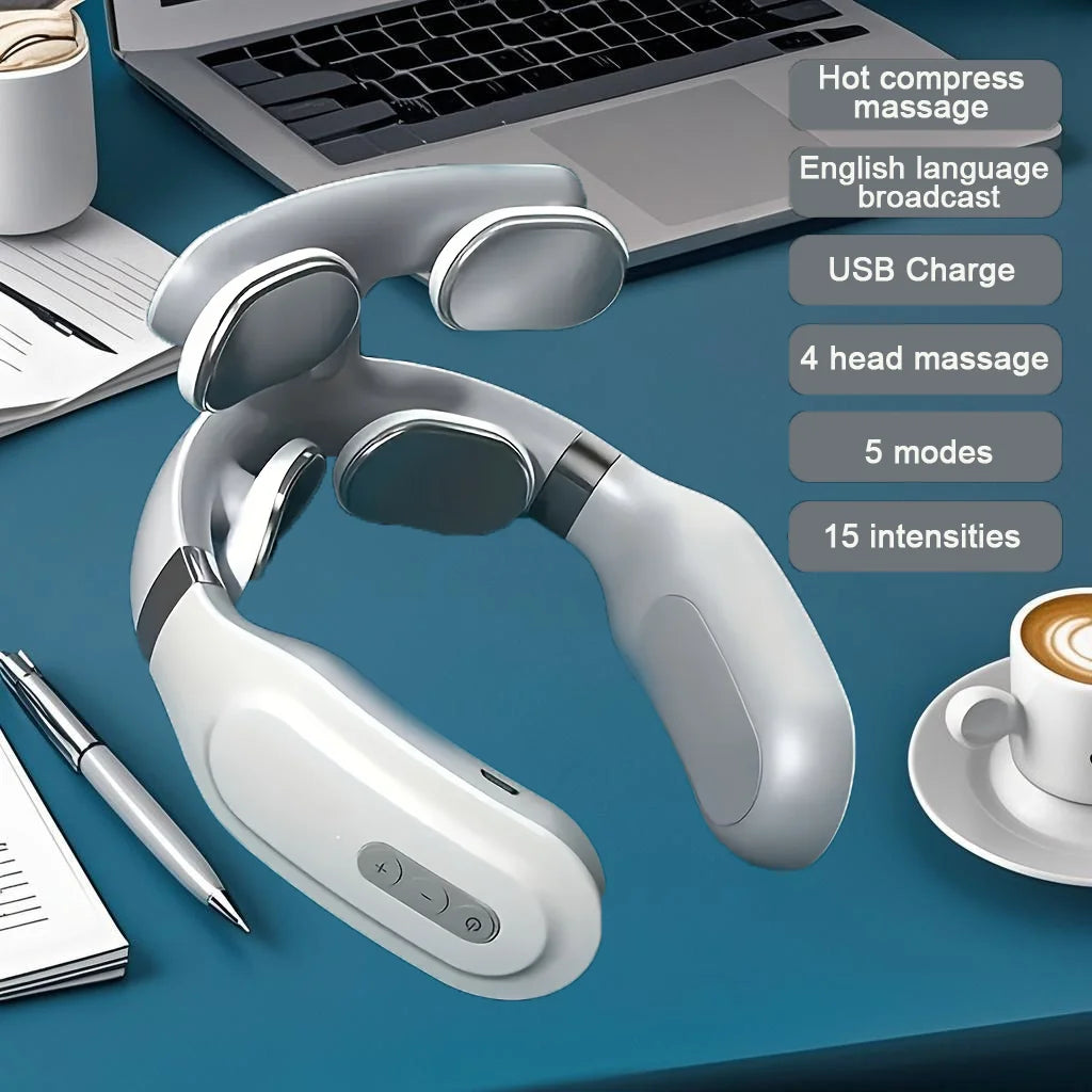 Four Head Adjustable Neck Massager With USB Charging And Breathing Light