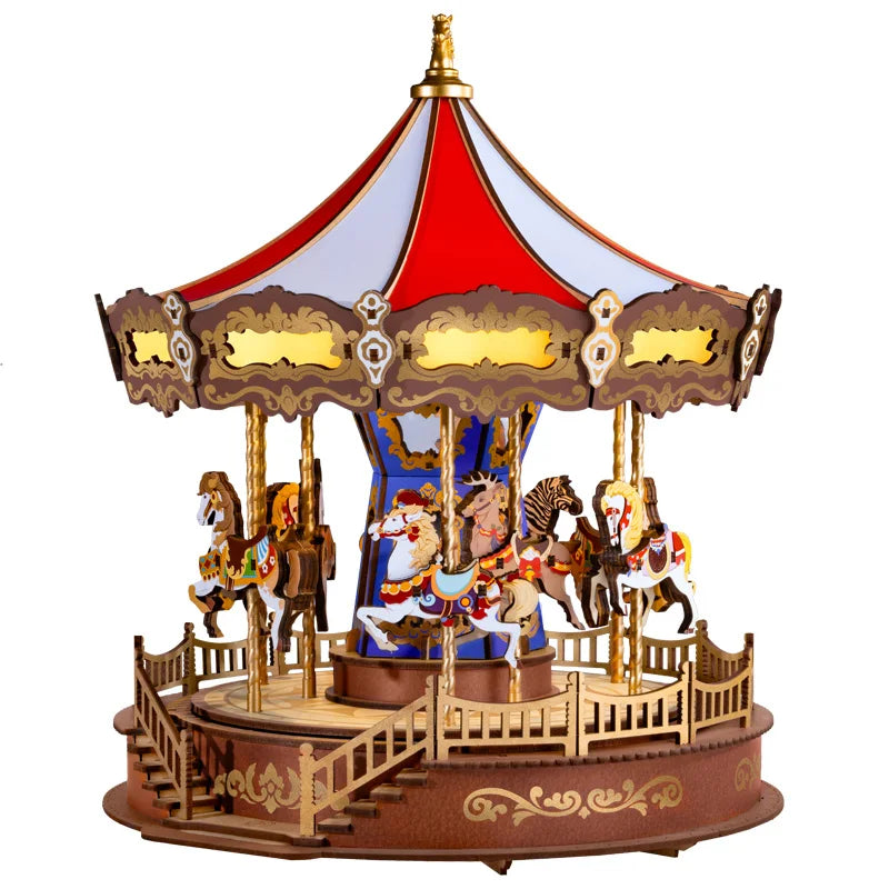 Robotime Rolife Classic Carousel Music Box Puzzle With Lights