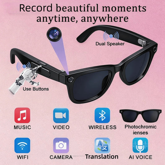 W&O Camera 4K Smart Glasses With AI Translation Open Ear Audio