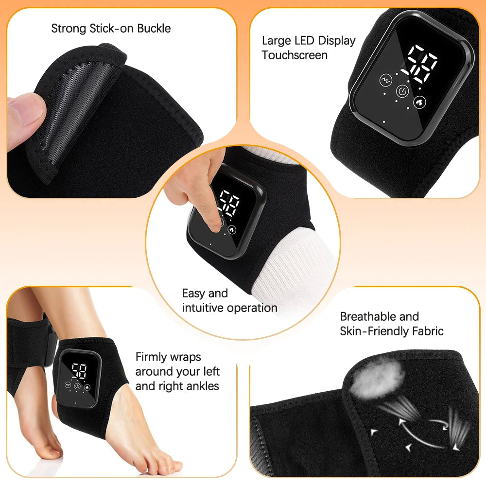 PASTSKY Electric Heated Ankle Guard With 3 Level Massage Cordless Foot Massager