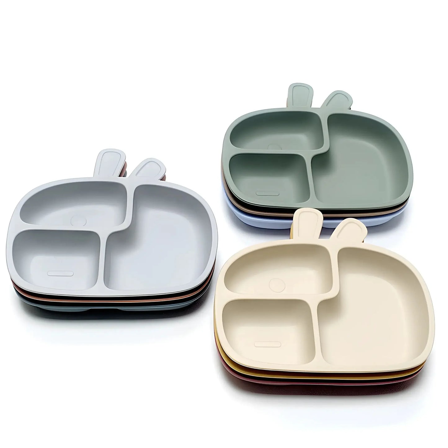 Silicone Divided Dinner Plate With Suction Cup Non Slip