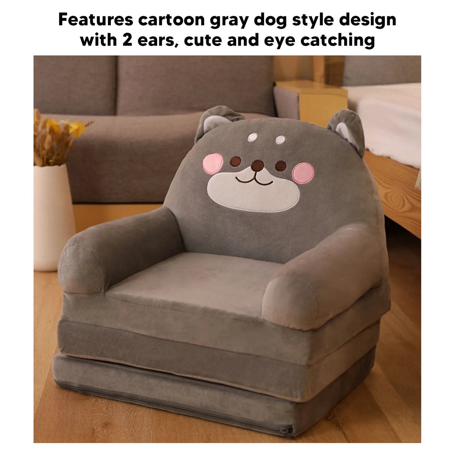 Cartoon Dog Kids Foldable Sofa Chair for Reading and Relaxing