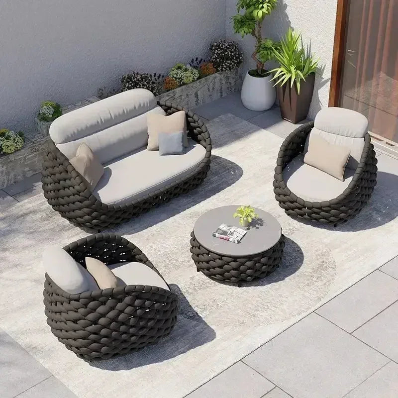 All Weather Rattan Outdoor Sofa Set For Villa Balcony Patio