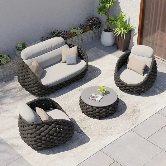All Weather Rattan Outdoor Sofa Set For Villa Balcony Patio