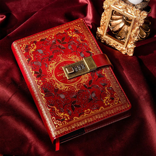 Digital Password Notebook With Lock PU Leather Privacy Diary