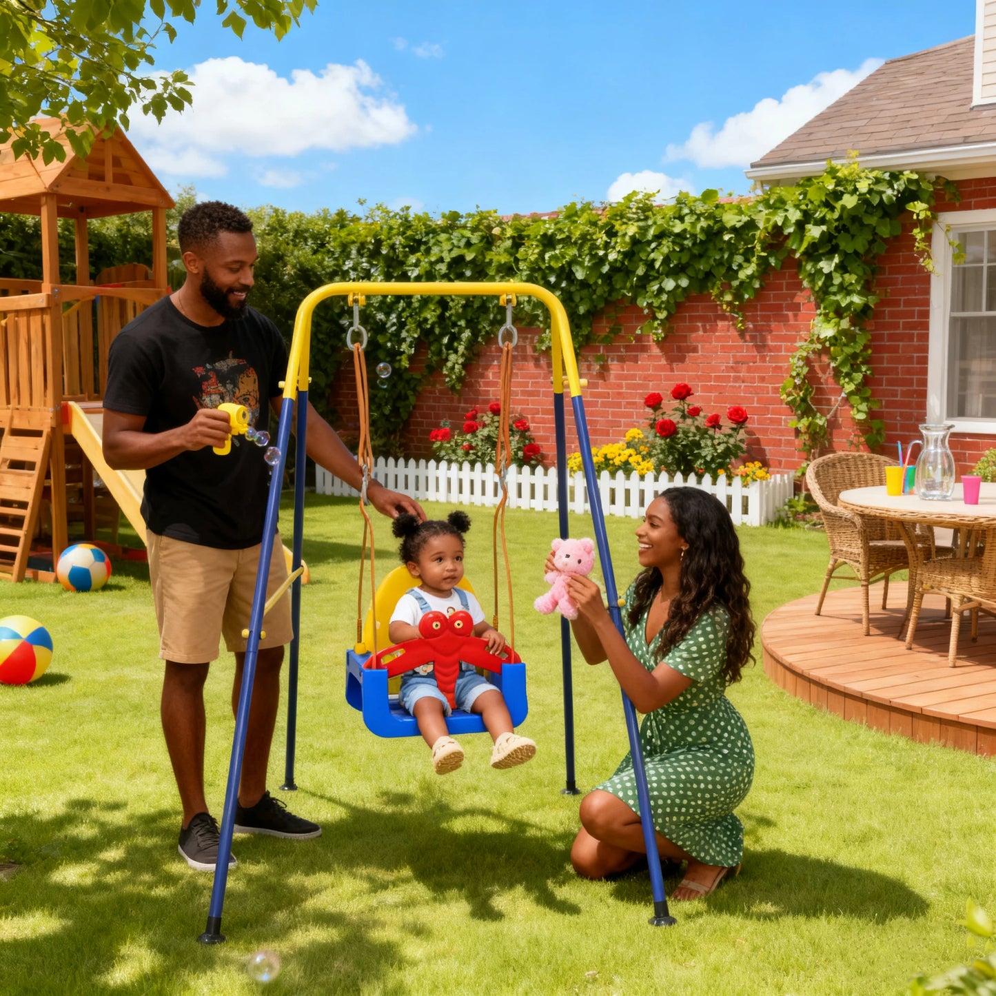 YUKOOL 3 In 1 Swing Set For Indoor Outdoor Playground