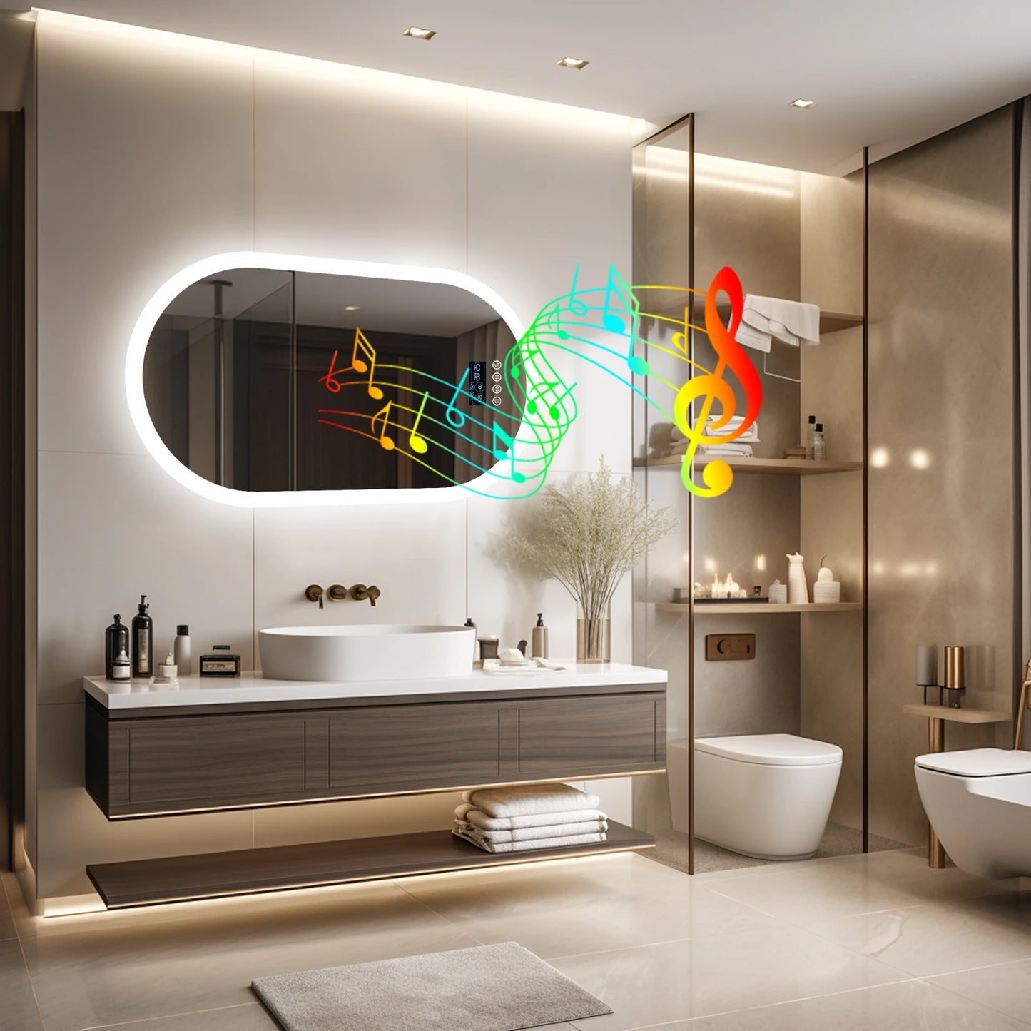 LUVODI Lighted Bluetooth Bathroom Mirror With LED Backlit Anti Fog