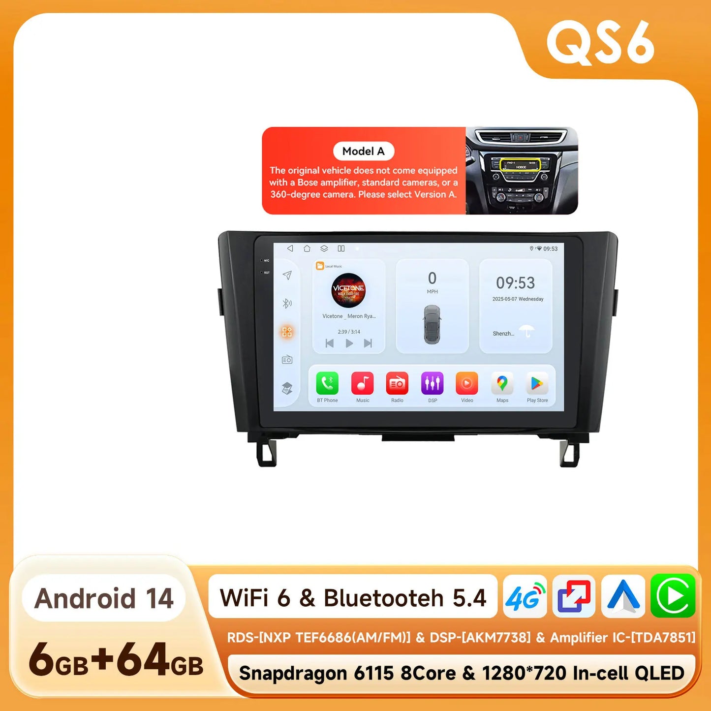 6115 Android 14 Auto Car radio For Nissan Qashqai 2 J11 X-Trail X Trail 3 T32 Rogue multimedia player 4G Carplay 2din Autoradio