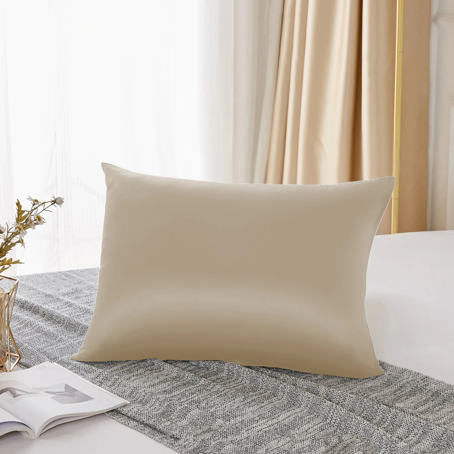 25 Momme 100% Natural Mulberry Silk Pillowcase,Both Sided Pure Silk Pillow Cover Gifts for Women,Pure Silk Pillowcsae For Hair