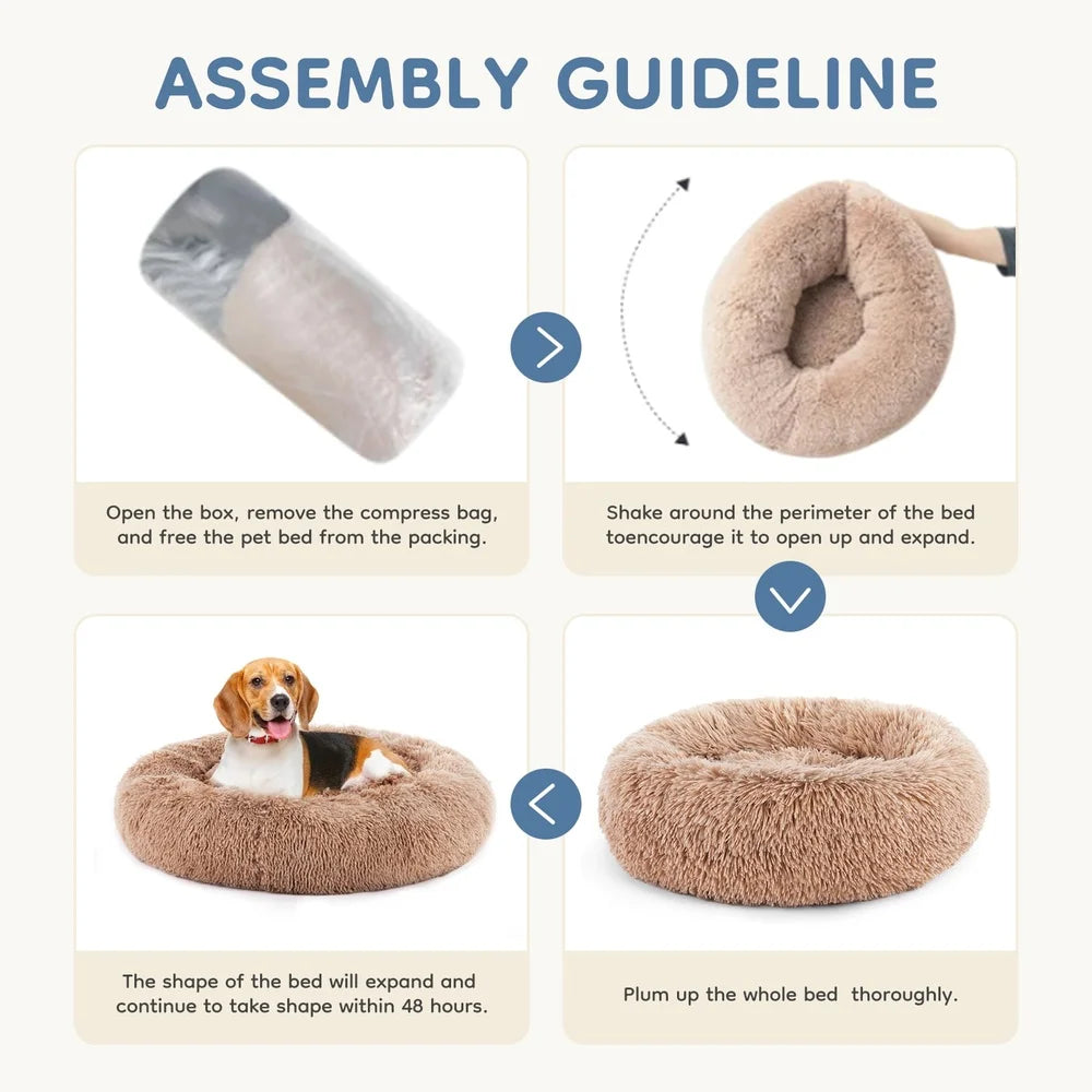 Cozy Donut Dog Cat Bed Round Waterproof Machine Washable