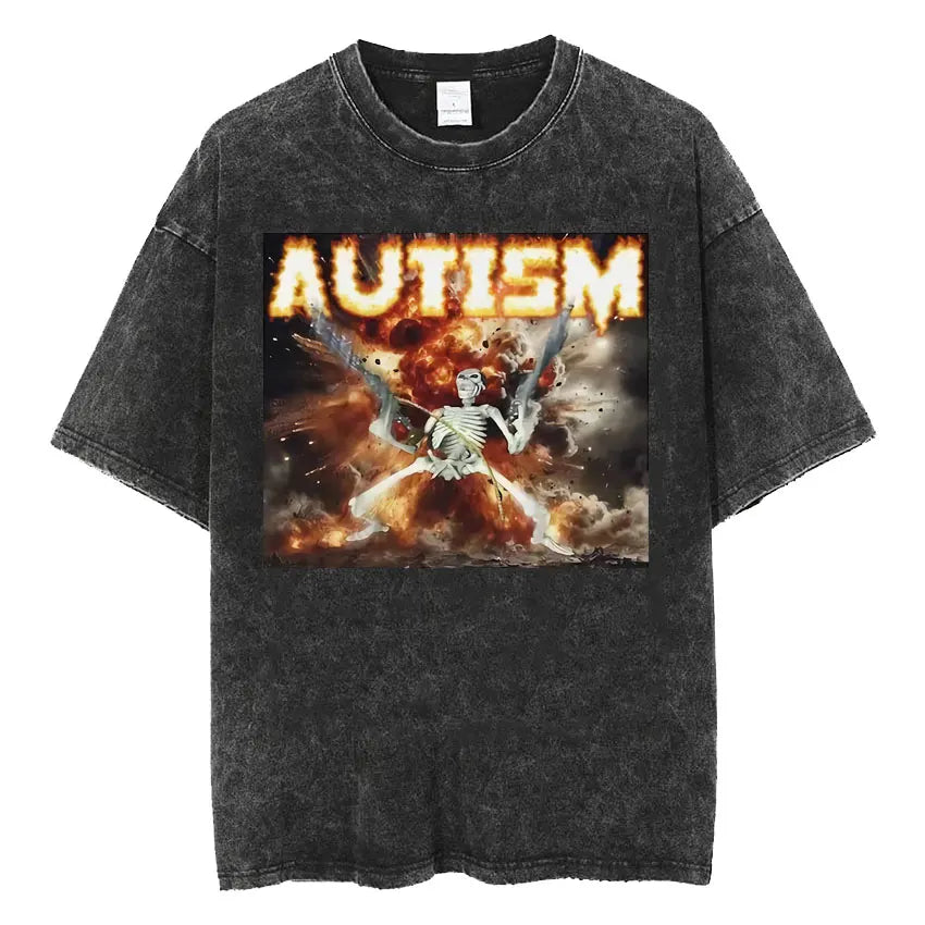 DshztoomaCN Autism Skeleton Meme T Shirt Men Women Harajuku Gothic