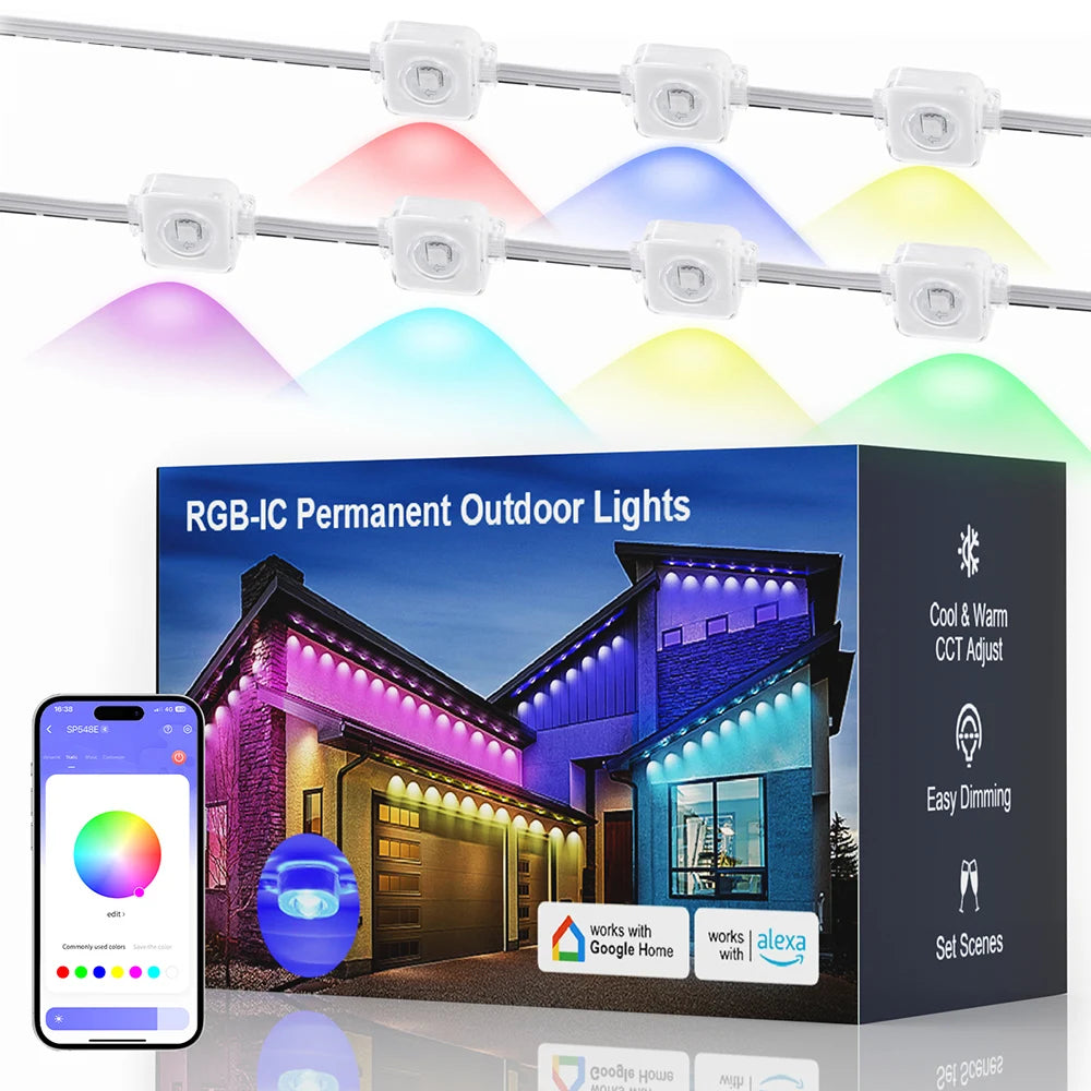 Aiopp 60 Light Smart RGB LED Eaves Lighting Strip Remote