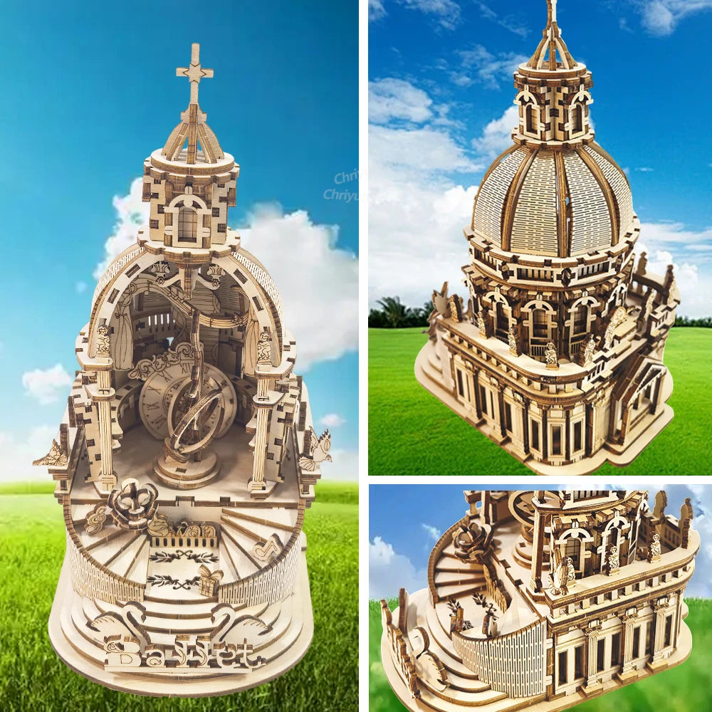 Yunhuisheng Castle Music Box 3D Wooden Puzzle Kit For Ages