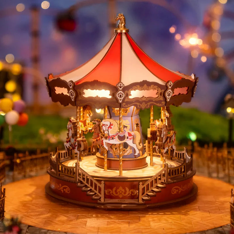 Robotime Rolife Classic Carousel Music Box Puzzle With Lights