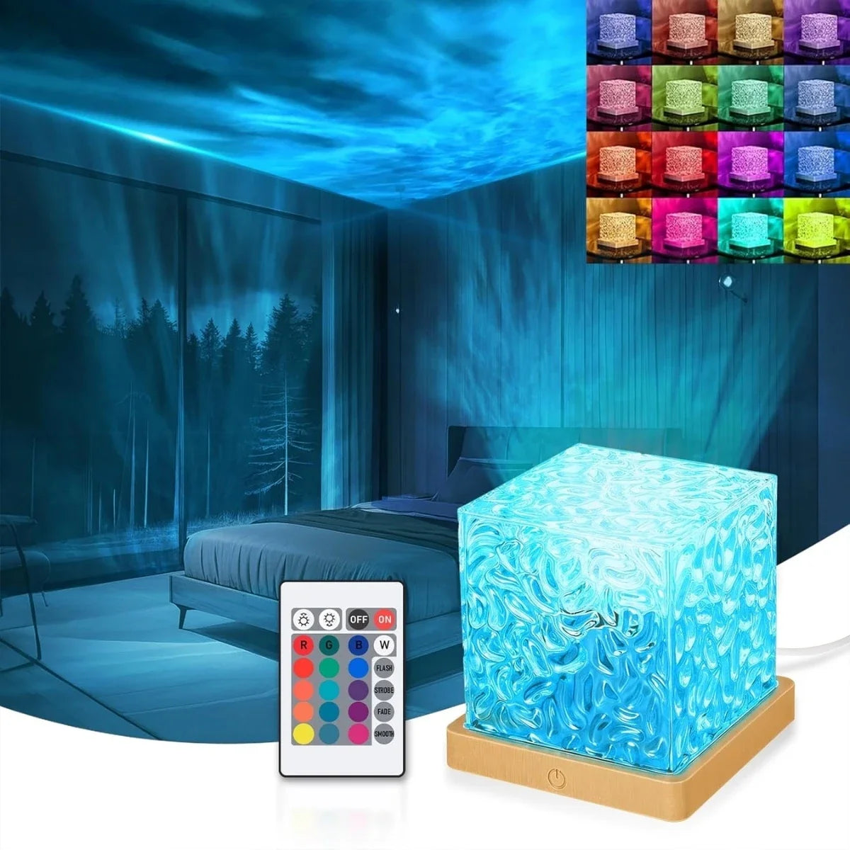 RTONTR RGB16 Water Ripple Ambient Light Rotating Table Lamp
