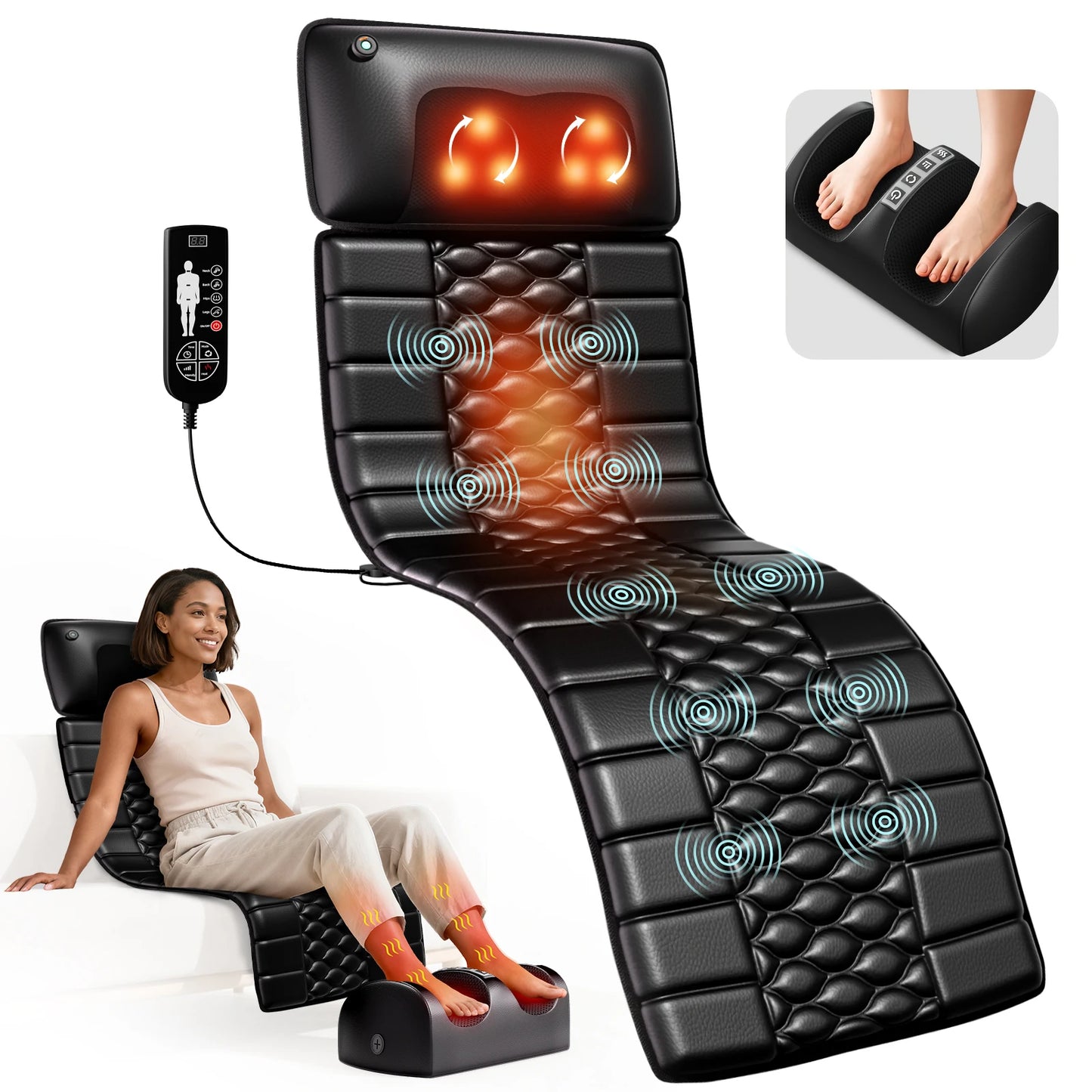 HOMEMASSA Shiatsu Full Body Massage Mat With Heat And Pad