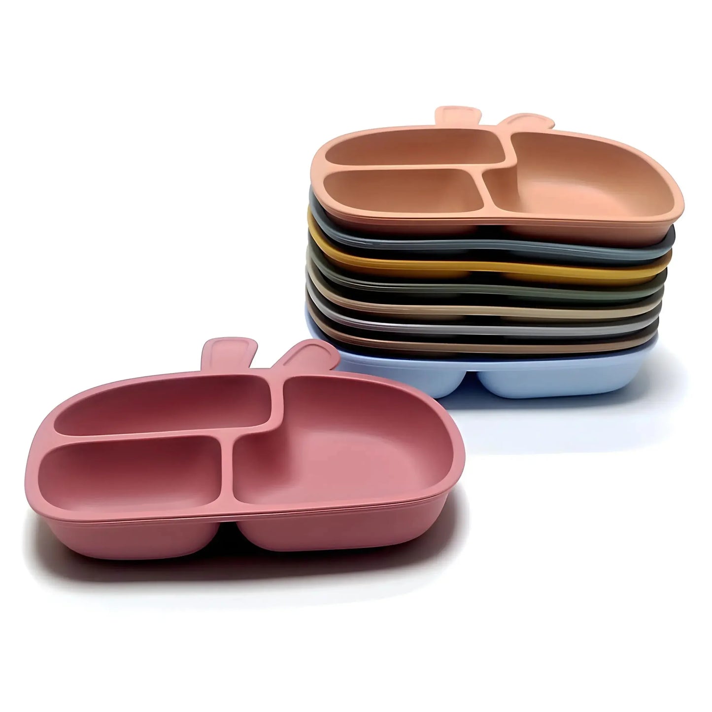 Silicone Divided Dinner Plate With Suction Cup Non Slip