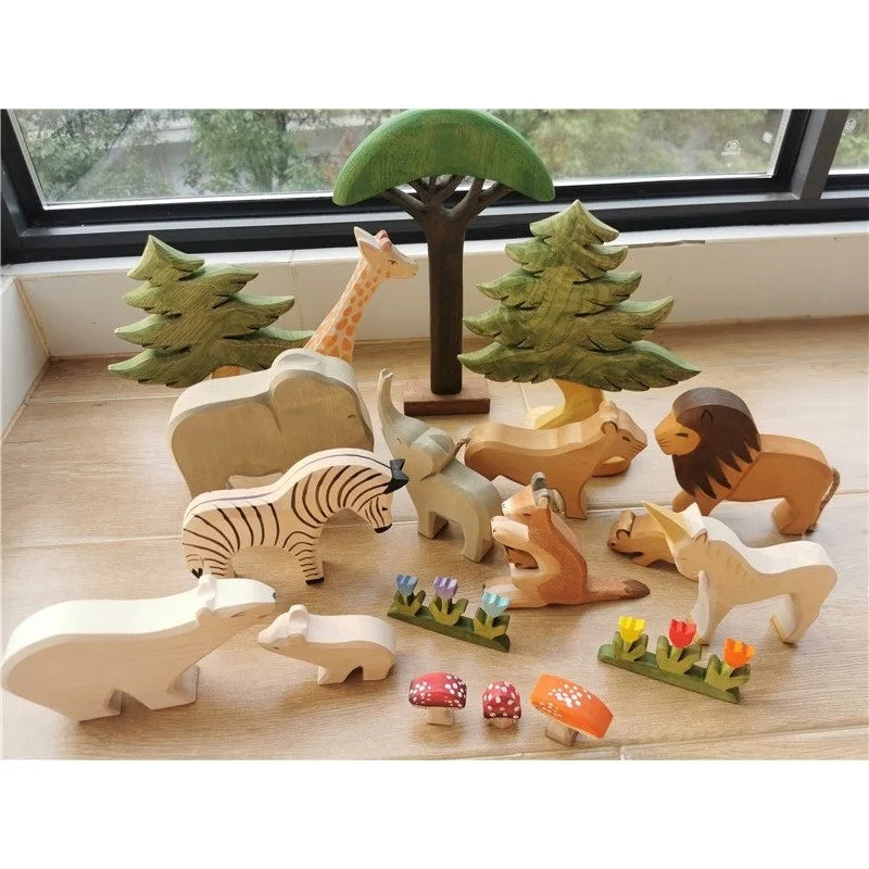 Jumpsecret Wooden Animals Stacking Blocks Set Basswood For Kids