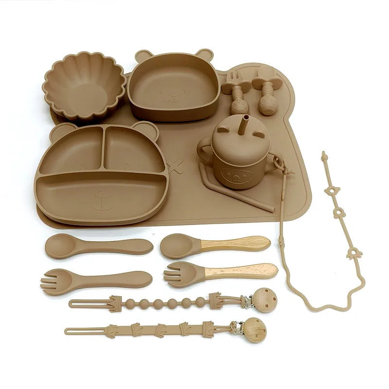 Silicone Meal Plate With Compartments And Suction Cups