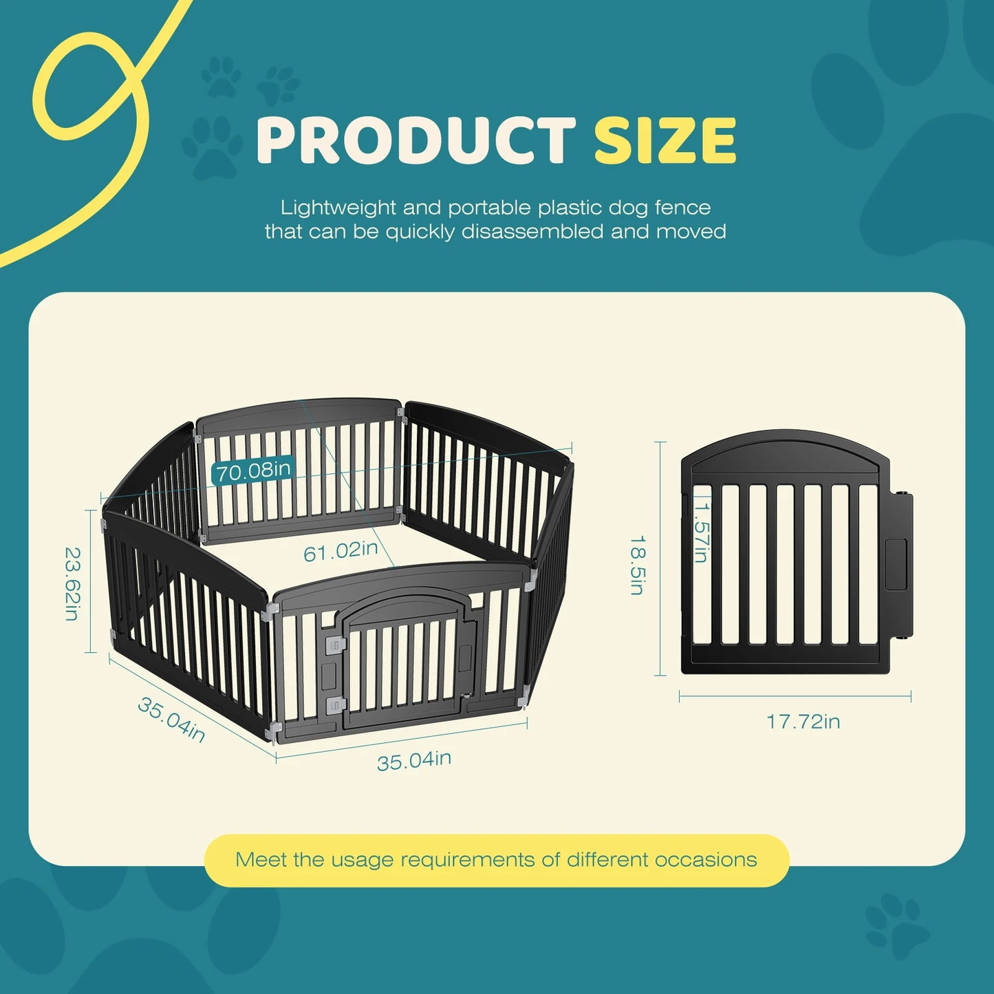 Dog Playpen 6 Panel 24IN Expandable Durable Pet Fence for Medium Dogs Indoor Outdoor Folding Portable Puppy Playpen