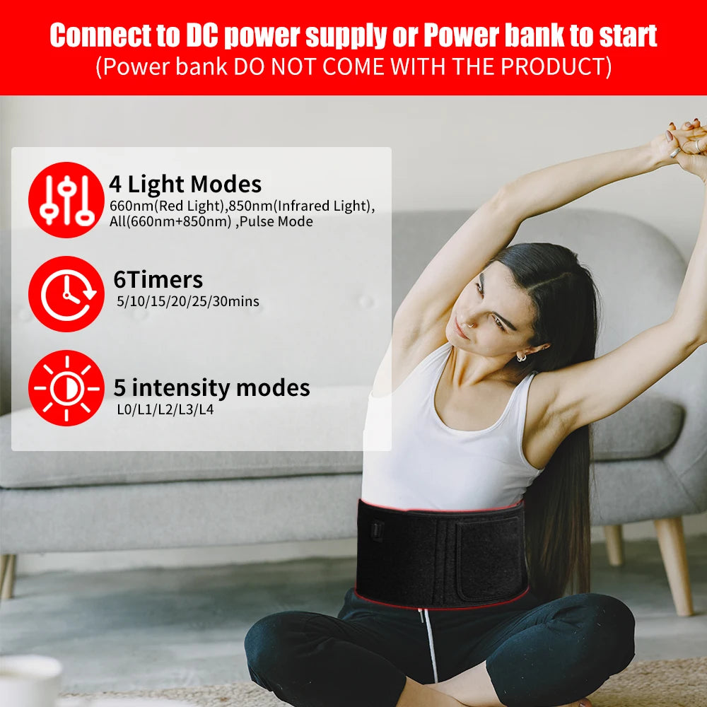 Red Light Therapy Belt Near Infrared Light Therapy for Body, Relaxing Muscle, Inflammation, Improve Circulation