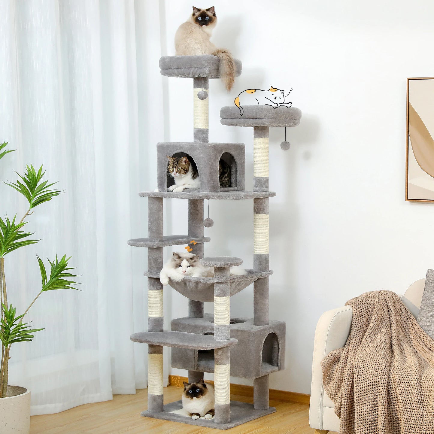PAWZ Road Cat Tree Tower With Sisal Scratching Posts