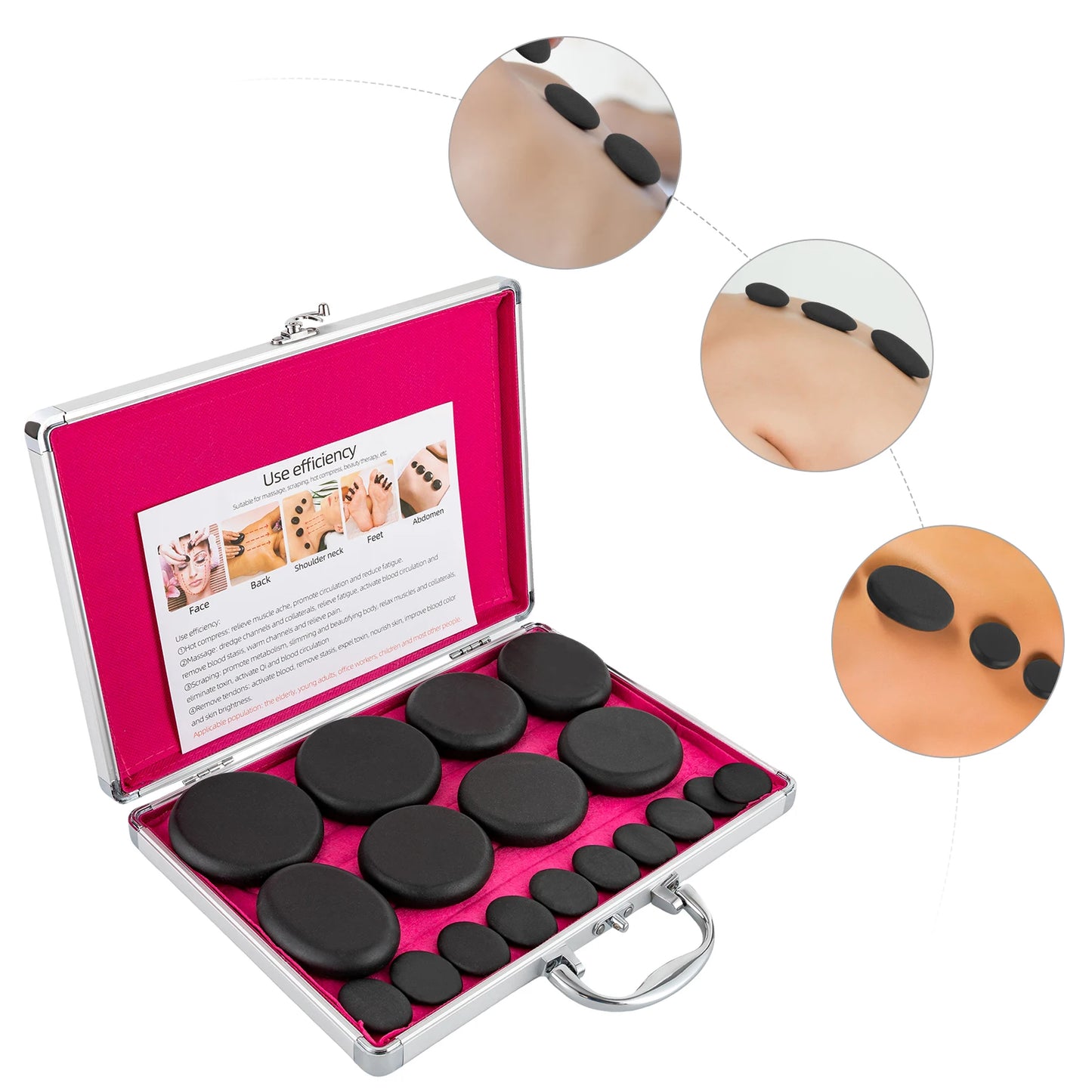 Bymaocar Hot Stones Massage Set With Heater 16 Essential Stones