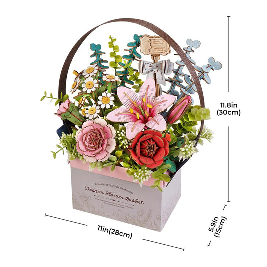 Robotime Rowood Flower Basket Wooden Puzzle Gift For Girls