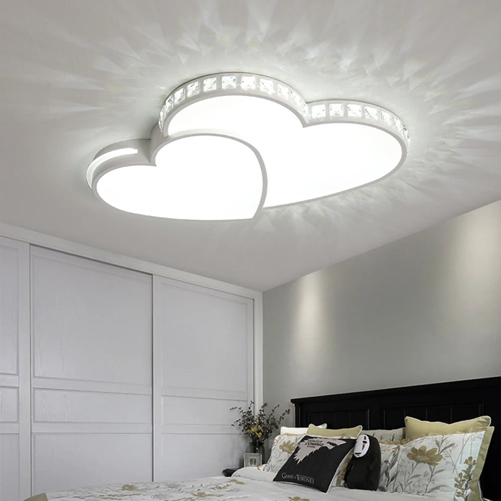Modern Heart Shaped Ceiling Light Crystal LED Flush Mount Kids