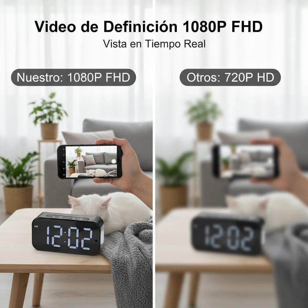 1080P HD WiFi Alarm Clock Security Camera For Home Office