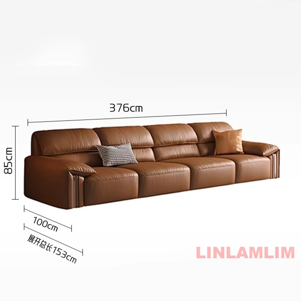 MINGDIBAOCN Modern Convertible Genuine Leather Sofa Bed With Electric Sleeper