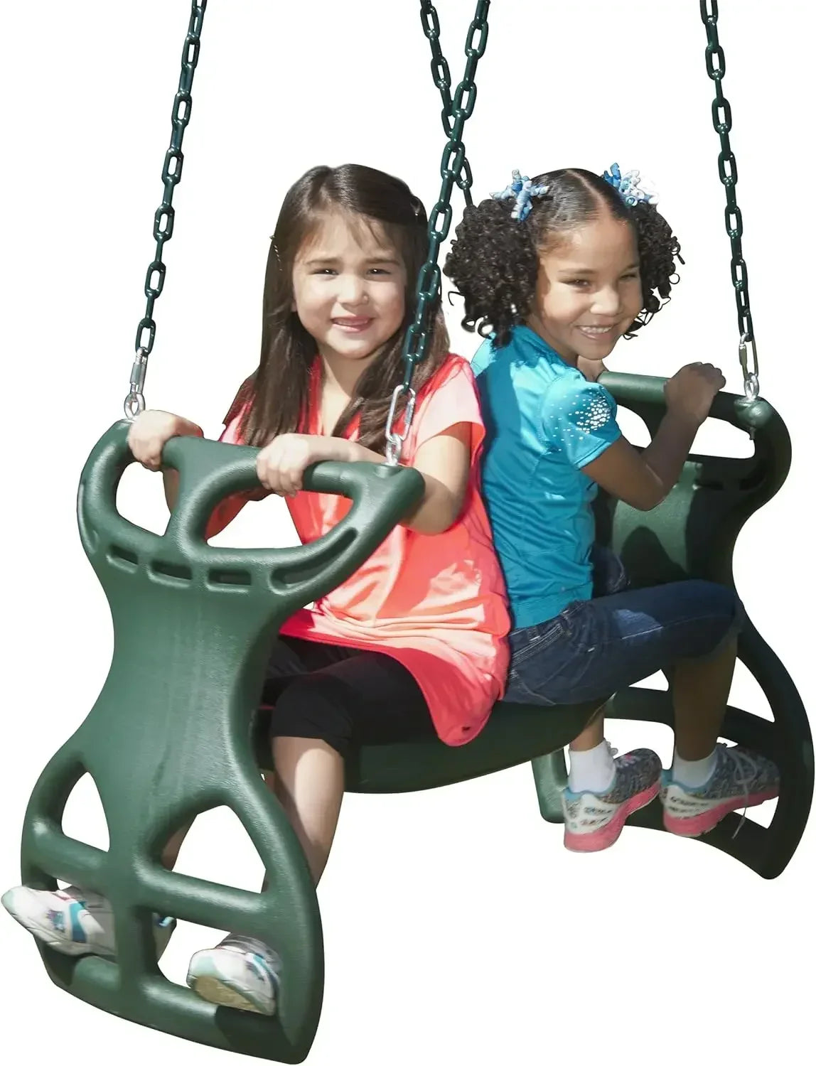 Swing Set Play Set with Two Swings, Slide, Monkey Bars, Picnic Table & Glider, Green