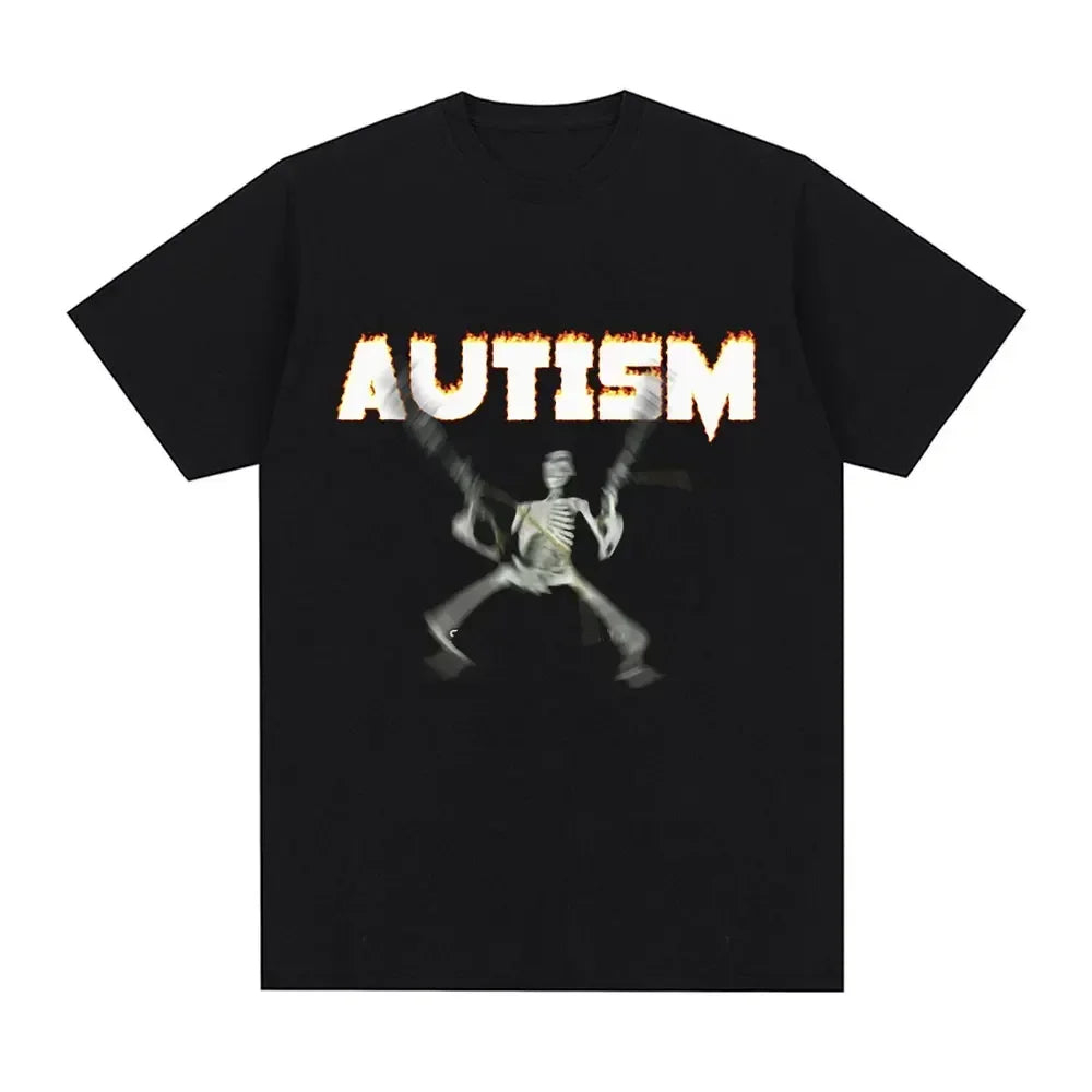 Autism Skeleton Meme T Shirt Funny Skull Fashion Unisex