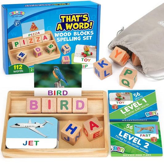 Spelling Games Flash Cards Montessori Wooden Letters CVC Learning