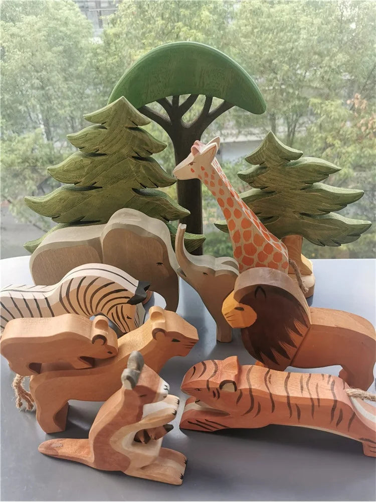 Jumpsecret Wooden Animals Stacking Blocks Set Basswood For Kids