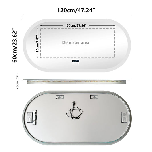 LUVODI Lighted Bluetooth Bathroom Mirror With LED Backlit Anti Fog