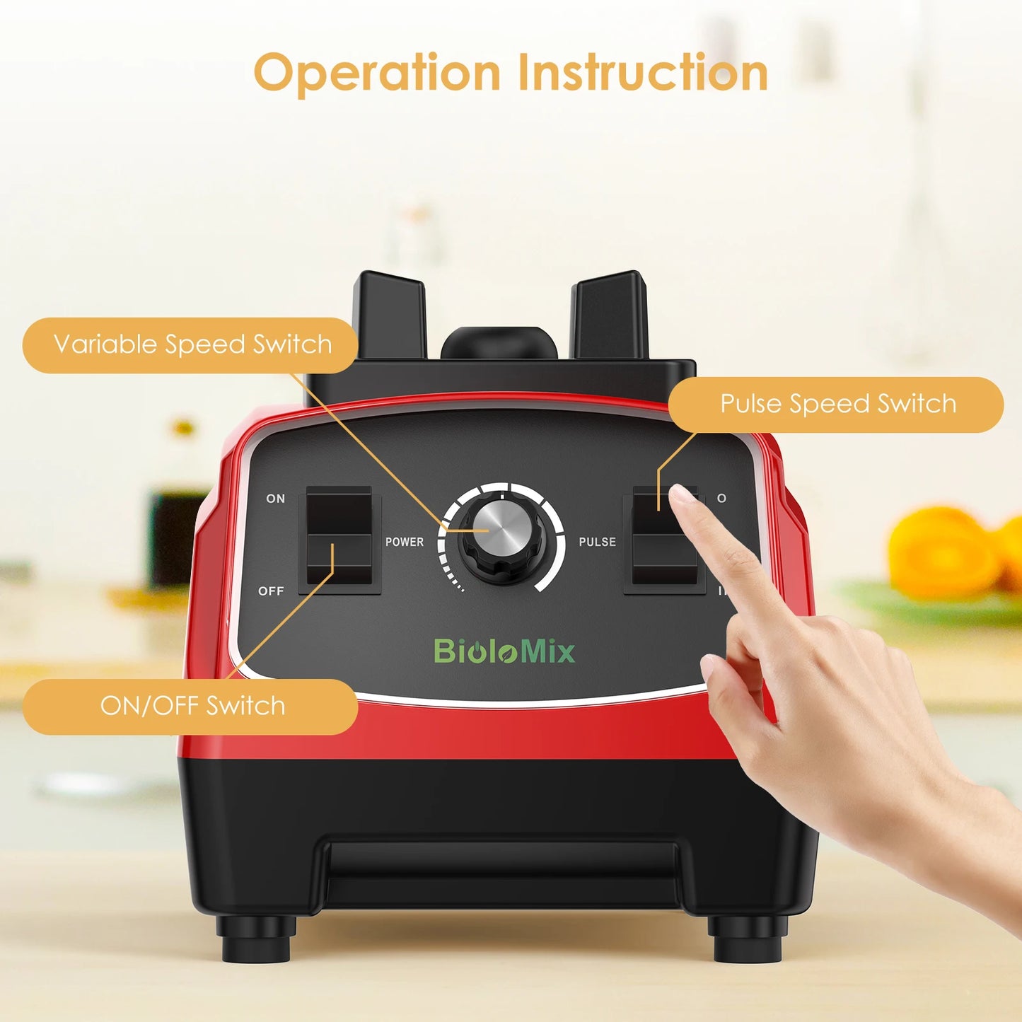 Biolomix BPA Free 3HP 2200W Heavy Duty Commercial Blender Juicer Processor