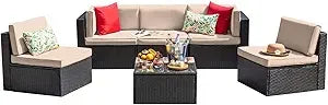 Patio Conversation Set Outdoor Wicker Rattan With Glass Table