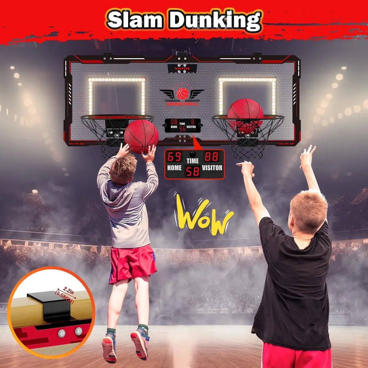 VATOS Dual Indoor Outdoor Basketball Hoop With Electronic Scoreboard
