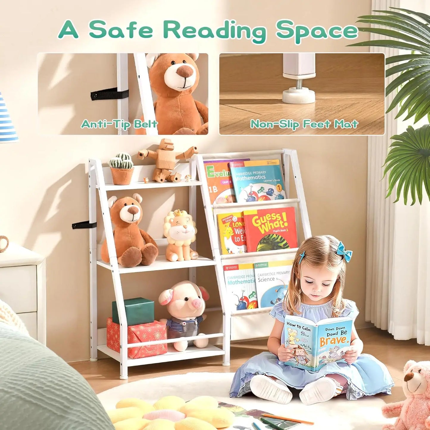 3-Tier Kids Bookshelf with Toy Storage Organizer