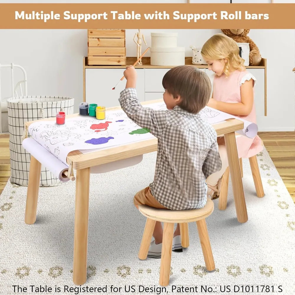 3 In 1 Kids Activity Table And Chair Set With Bins