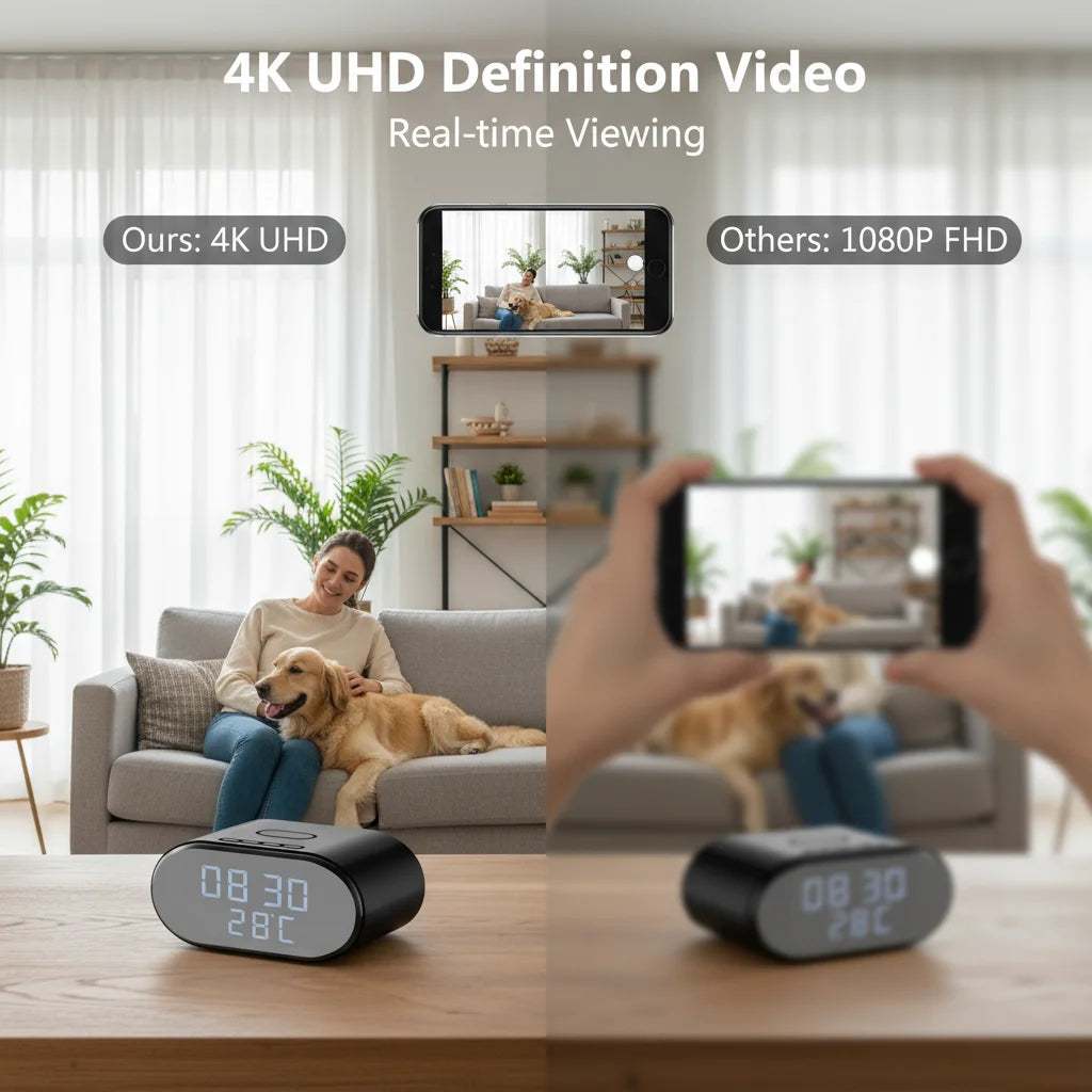 4K Ultra HD Clock Camera WiFi Indoor Security Camera With Alarm