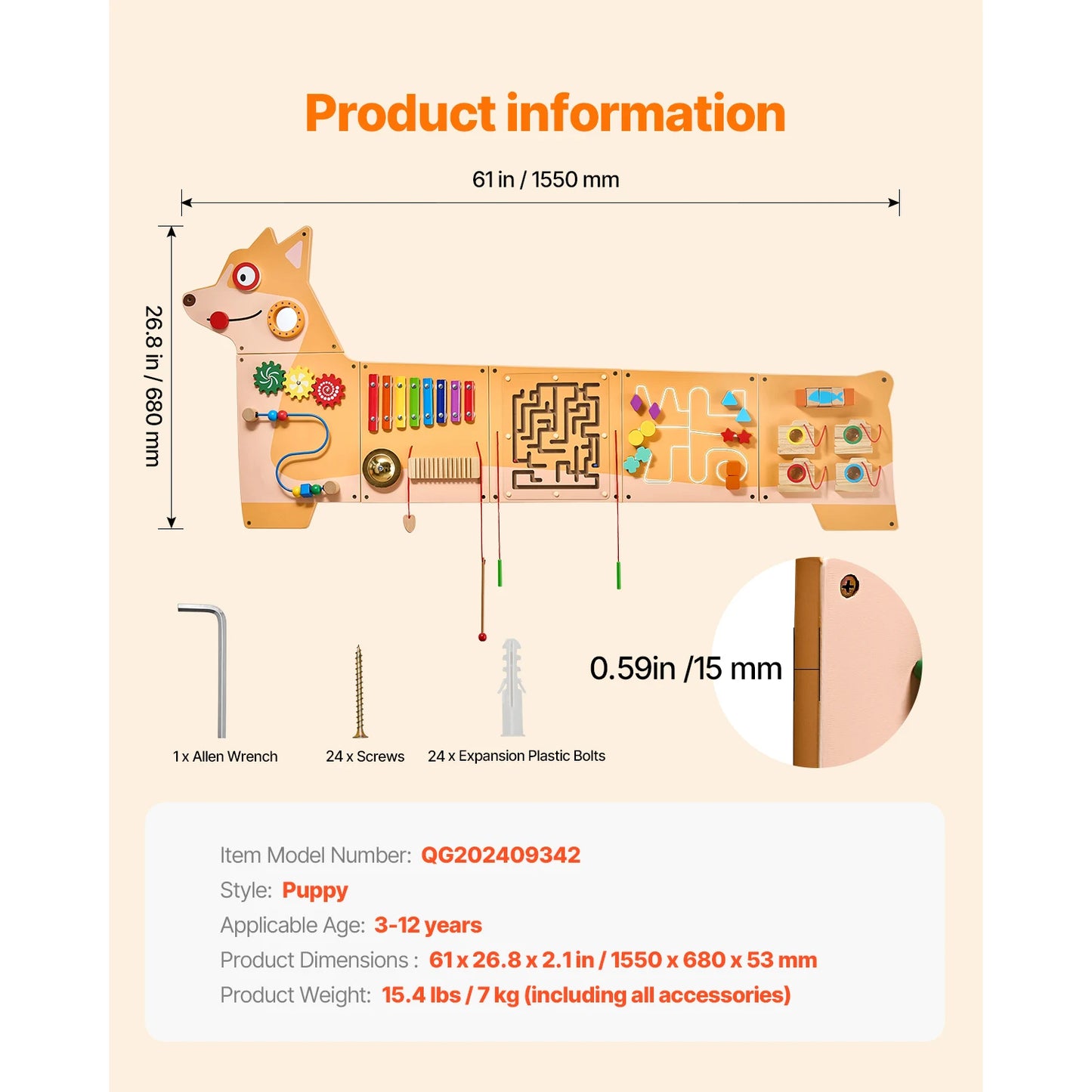 Montessori Wall Sensory Learning Activity Center for Kids