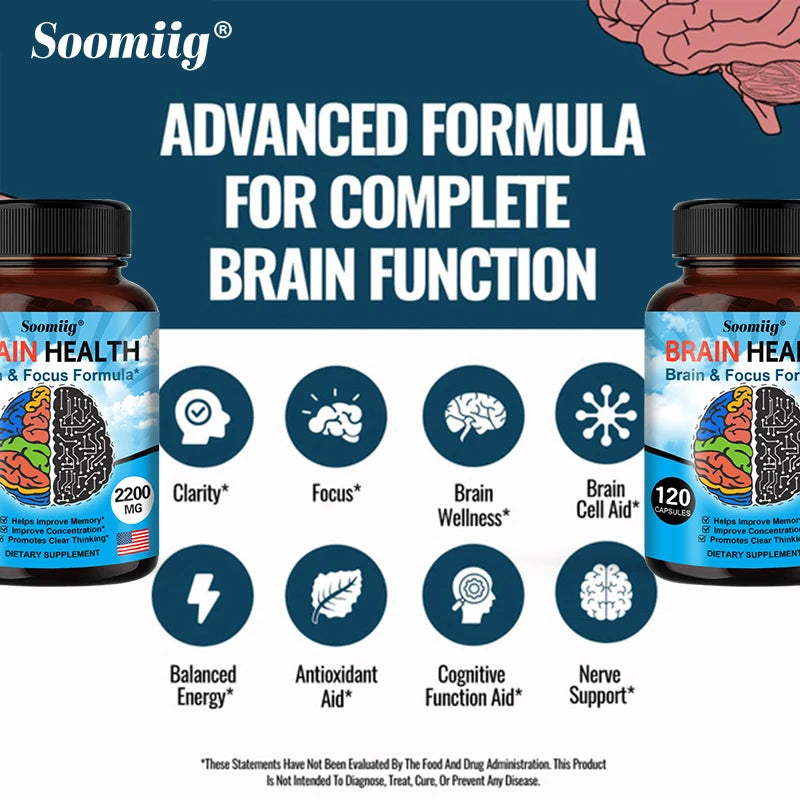 Soomiig 2200 Mg Brain Booster With Vitamin B6 B12 Memory