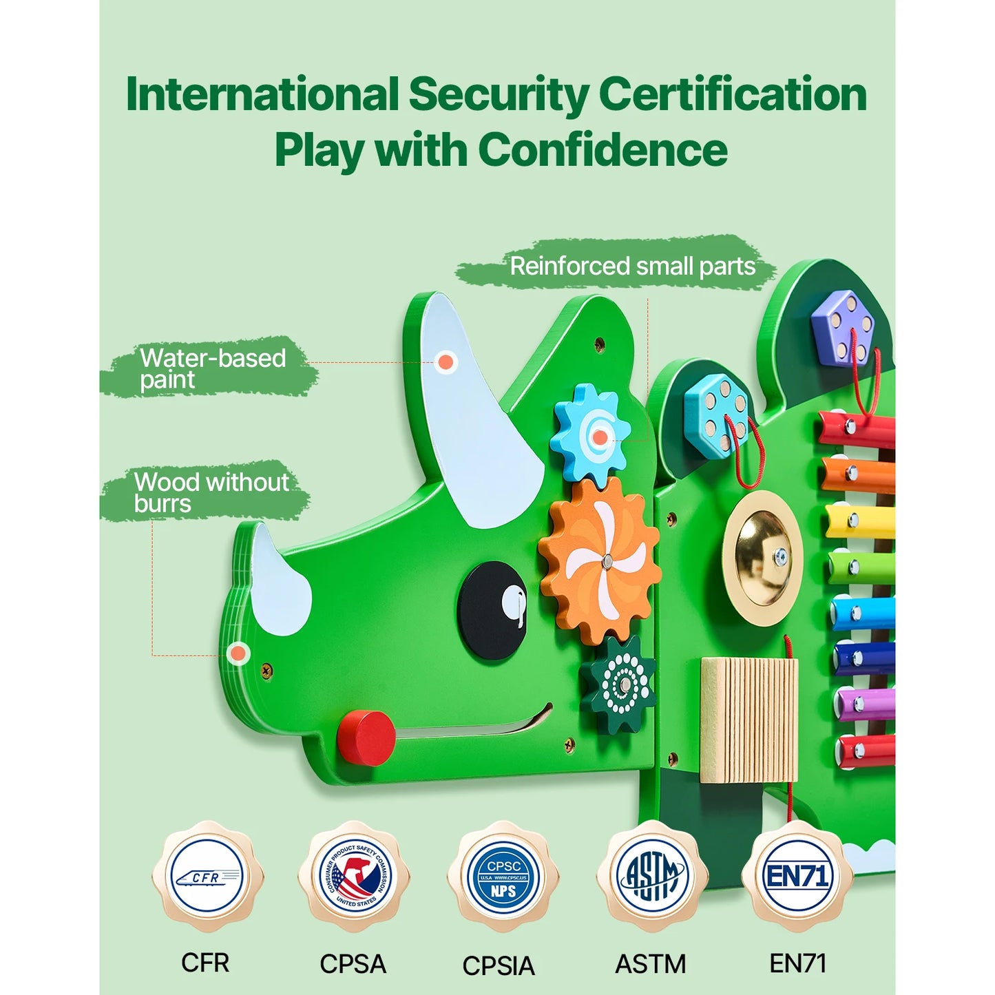 SucceBuy Dinosaur Busy Wall Board 11 Activity Panels Montessori Toys